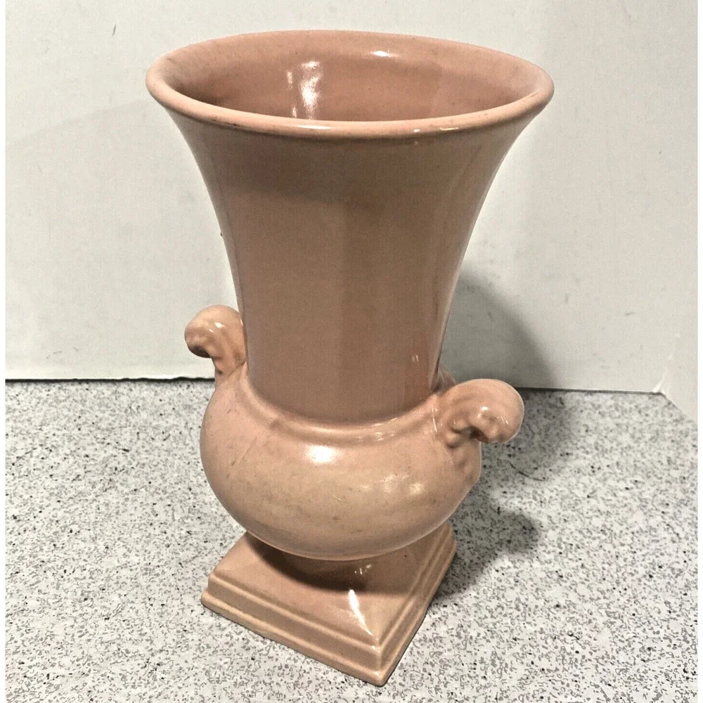 Vintage Abingdon USA Vase Pink Pastel Pottery Shapely Cottage Farmhouse Signed - Picture 4 of 10